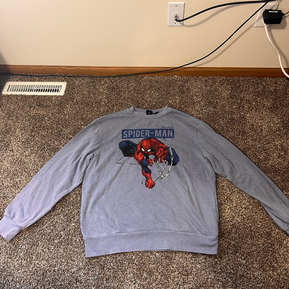 Marvels Spider-Man Blueish Long-sleeve Sweater Mens Large